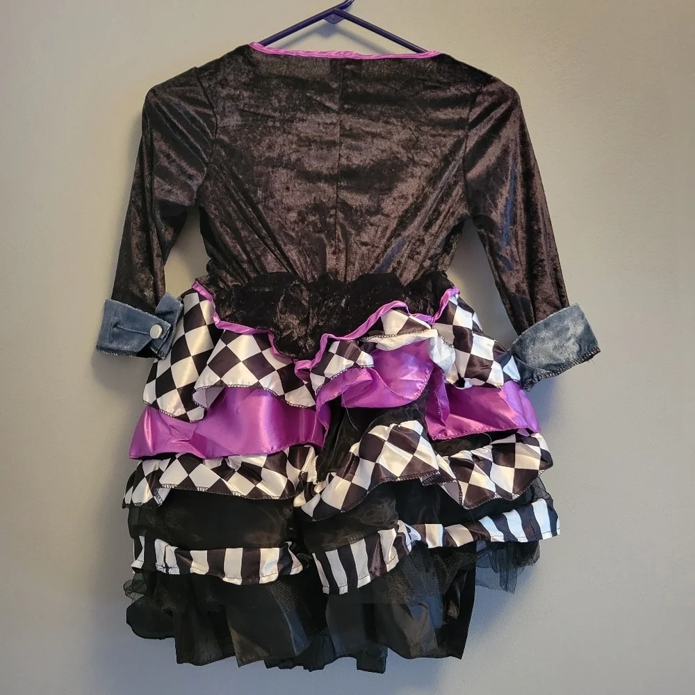 Kids Mad Hatter Costume Deluxe Alice Wonderland Dress Outfit L 10-12 Set